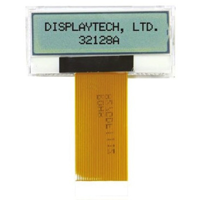 Displaytech 32128A-FC-BW-3 Graphic LCD Display, White on Black, Transflective