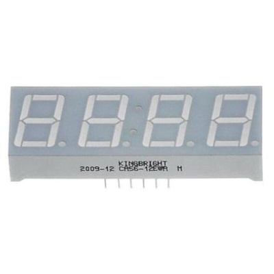 CA56-11SURKWA Kingbright 4 Digit 7-Segment LED Display, CA Red 24 mcd RH DP 14.2mm