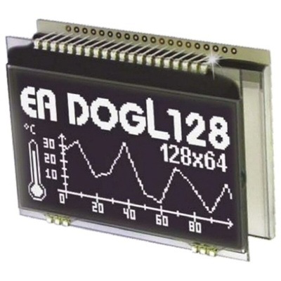 Display Visions EA DOGL128S-6 Graphic LCD Display, Green, RGB, White on Black, Transmissive