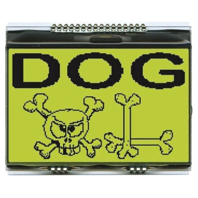 Display Visions EA DOGXL160E-7 Graphic LCD Display, Yellow-Green on Black, Transmissive