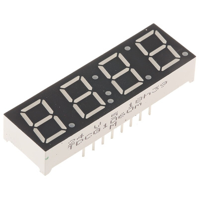 TDCG1060M Vishay 4 Digit 7-Segment LED Display, CC Green 4 mcd RH DP 10mm