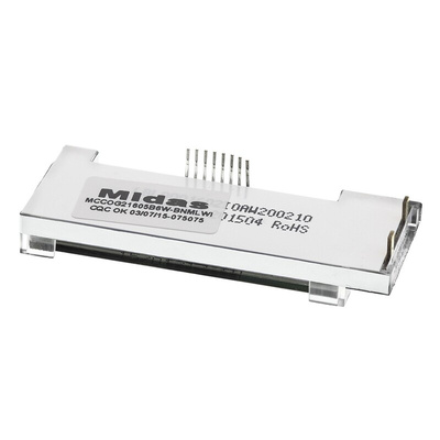 Midas MCCOG21605B6W-BNMLWI Alphanumeric LCD Display White, 2 Rows by 16 Characters, Transmissive