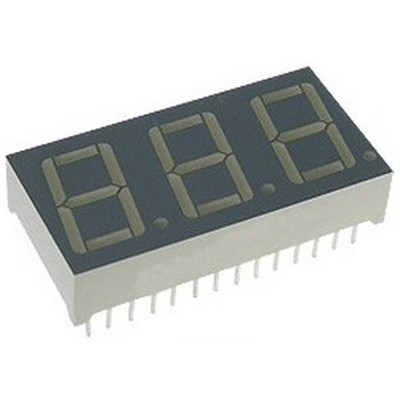 BA56-12SURKWA Kingbright 3 Digit 7-Segment LED Display, CA Red 73 mcd RH DP 14.2mm