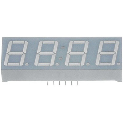CC56-21SURKWA Kingbright 4 Digit 7-Segment LED Display, CC Red 72 mcd RH DP 14.2mm