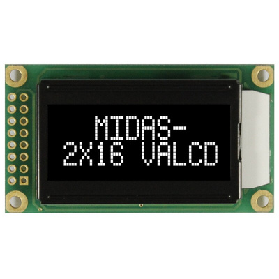 Midas MC20805A12W-VNMLW MC20805 Alphanumeric LCD Display Black, 2 Rows by 8 Characters, Transmissive
