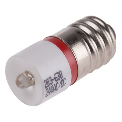 RS PRO Red LED Indicator Lamp, 24V ac/dc, E10 Base, 10mm Diameter, 1750mcd