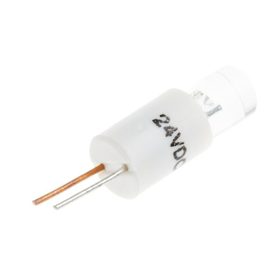RS PRO White LED Indicator Lamp, 24V dc, bi-pin Base, 6.1mm Diameter, 1000mcd