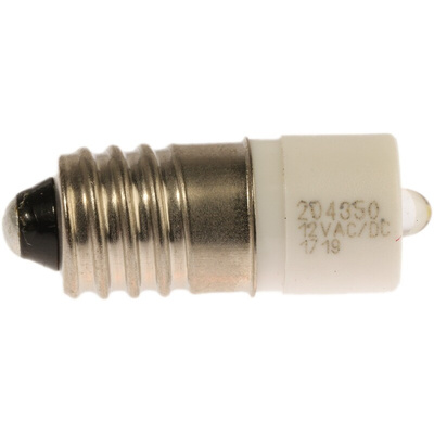 RS PRO White LED Indicator Lamp, 12V ac/dc, E10 Base, 10mm Diameter, 2070mcd