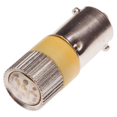 RS PRO Yellow LED Indicator Lamp, 28V ac/dc, BA9s Base, 10mm Diameter, 120/110mcd