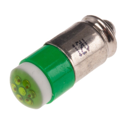 RS PRO Green LED Indicator Lamp, 12V dc, Midget Groove Base, 6mm Diameter, 35mcd