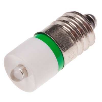RS PRO Green LED Indicator Lamp, 24V ac/dc, E10 Base, 10mm Diameter, 1610mcd
