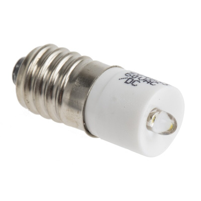 RS PRO White LED Indicator Lamp, 60V ac/dc, E10 Base, 10mm Diameter, 200mcd