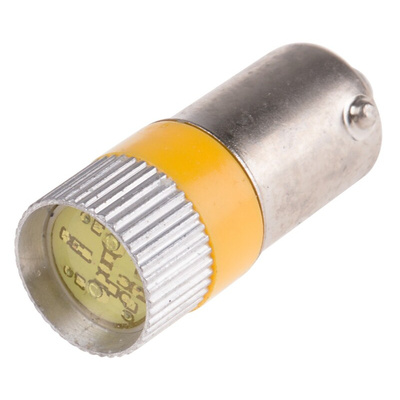 RS PRO Yellow LED Indicator Lamp, 28V dc, BA9s Base, 10mm Diameter, 120/110mcd