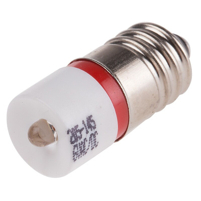 RS PRO Red LED Indicator Lamp, 6V ac/dc, E10 Base, 10mm Diameter, 1750mcd