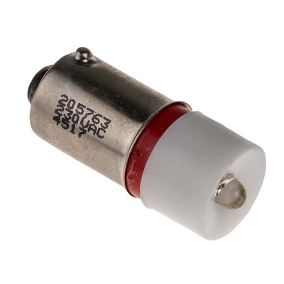 RS PRO Red LED Indicator Lamp, 230V ac, BA9s Base, 10mm Diameter, 375mcd