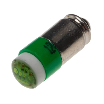 RS PRO Green LED Indicator Lamp, 12V ac/dc, Midget Groove Base, 6mm Diameter, 35mcd