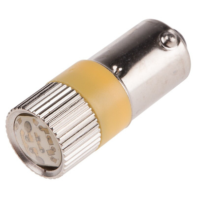 RS PRO Yellow LED Indicator Lamp, 12V ac/dc, BA9s Base, 10mm Diameter, 120/110mcd