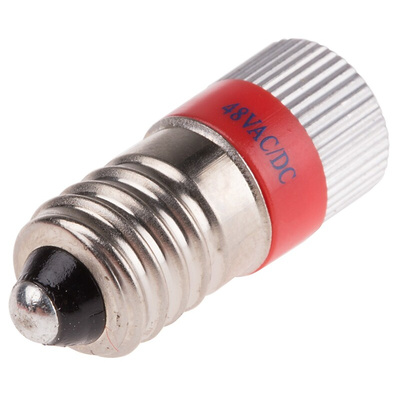 RS PRO Red LED Indicator Lamp, 48V ac/dc, E10 Base, 10mm Diameter, 70/70mcd