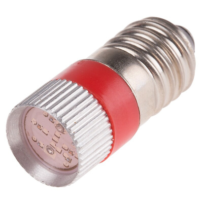 RS PRO Red LED Indicator Lamp, 48V ac/dc, E10 Base, 10mm Diameter, 70/70mcd
