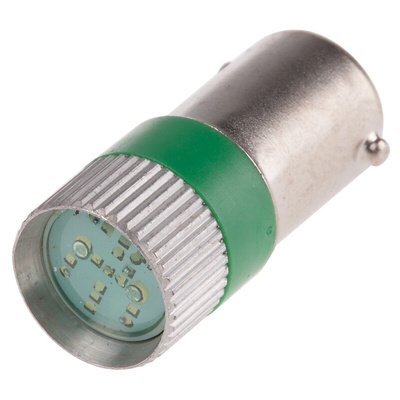 RS PRO Green LED Indicator Lamp, 12V ac/dc, BA9s Base, 10mm Diameter, 170/160mcd