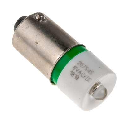 RS PRO Green LED Indicator Lamp, 6V ac/dc, BA9s Base, 10mm Diameter, 1610mcd