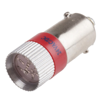 RS PRO Red LED Indicator Lamp, 24V ac/dc, BA9s Base, 10mm Diameter, 110/105mcd