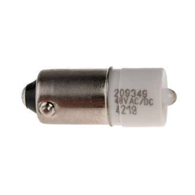 RS PRO White LED Indicator Lamp, 48V ac/dc, BA9s Base, 10mm Diameter, 1180mcd