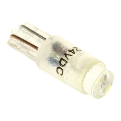 RS PRO White LED Indicator Lamp, 24V ac/dc, Wedge Base, 5.75mm Diameter, 900mcd