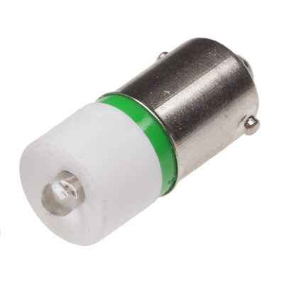 RS PRO Green LED Indicator Lamp, 12V ac/dc, BA9s Base, 10mm Diameter, 1610mcd