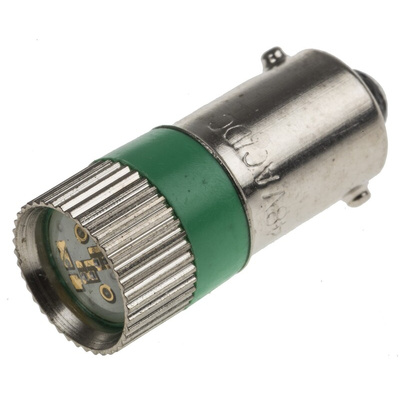 RS PRO Green LED Indicator Lamp, 48V ac/dc, BA9s Base, 10mm Diameter, 70/70mcd