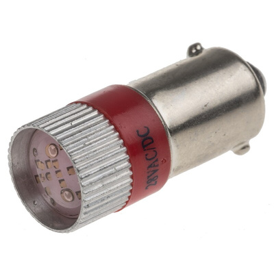 RS PRO Red LED Indicator Lamp, 28V dc, BA9s Base, 10mm Diameter, 110/105mcd