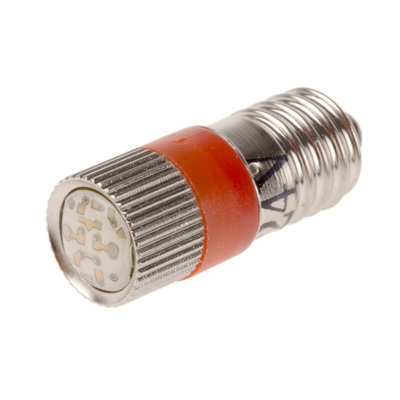 RS PRO Red LED Indicator Lamp, 24V ac/dc, E10 Base, 10mm Diameter, 110/105mcd