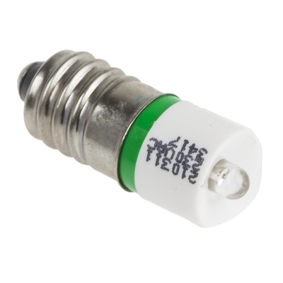 RS PRO Green LED Indicator Lamp, 230V ac, E10 Base, 10mm Diameter, 345mcd