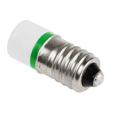 RS PRO Green LED Indicator Lamp, 230V ac, E10 Base, 10mm Diameter, 345mcd