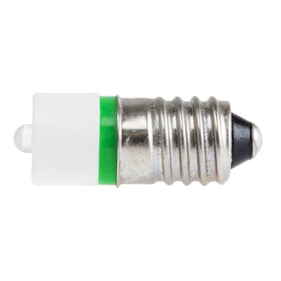 RS PRO Green LED Indicator Lamp, 230V ac, E10 Base, 10mm Diameter, 345mcd