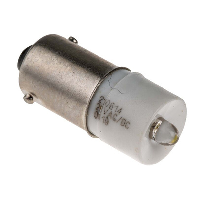 RS PRO White LED Indicator Lamp, 28V ac/dc, BA9s Base, 10mm Diameter, 2070mcd