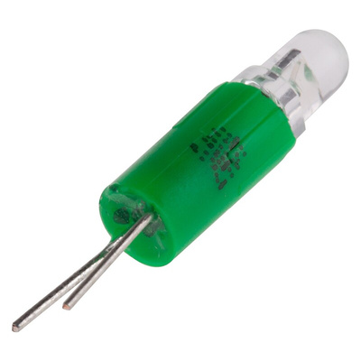 RS PRO Green LED Indicator Lamp, 24V ac/dc, Bi-Pin Base, 4.25mm Diameter, 95mcd