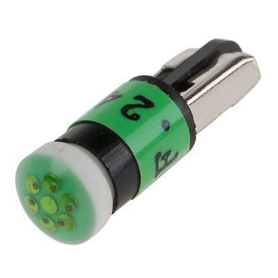RS PRO Green LED Indicator Lamp, 24V ac/dc, Wedge Base, 5.46mm Diameter, 60mcd
