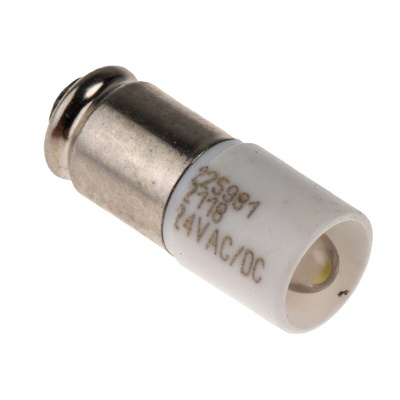 RS PRO White LED Indicator Lamp, 24V ac/dc, Midget Groove Base, 6mm Diameter, 2070mcd