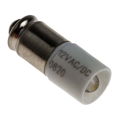 RS PRO White LED Indicator Lamp, 12V ac/dc, Midget Groove Base, 6mm Diameter, 2070mcd
