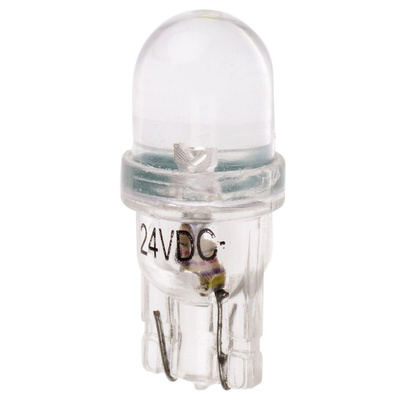 JKL Components White LED Indicator Lamp, 24V dc, Wedge Base, 10mm Diameter