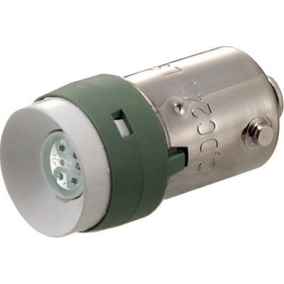 Idec Green LED Indicator Lamp, 12V, BA9 Base, 10.6mm Diameter, 200mcd
