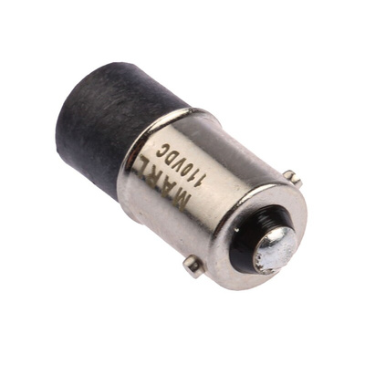Marl White LED Indicator Lamp, 110V dc, BA9s Base, 4.8mm Diameter, 750mcd