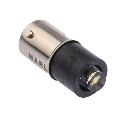 Marl White LED Indicator Lamp, 110V dc, BA9s Base, 4.8mm Diameter, 750mcd