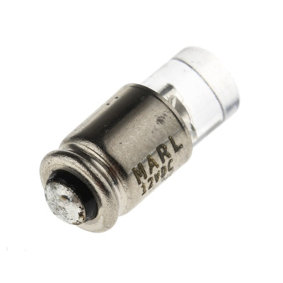 Marl White LED Indicator Lamp, 12V dc, Midget Groove Base, 4.9mm Diameter, 14000mcd