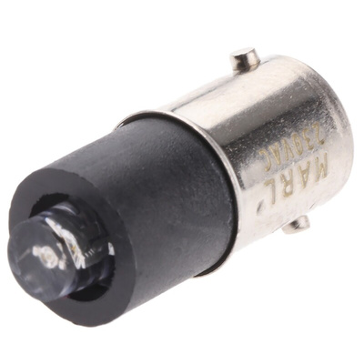 Marl Green LED Indicator Lamp, 230V ac, BA9s Base, 4.8mm Diameter, 900mcd