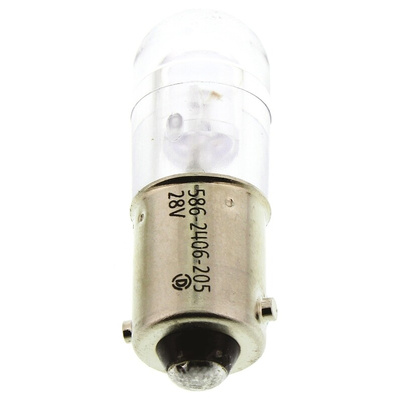 Dialight White LED Indicator Lamp, 28V dc, BA9s Base, 10mm Diameter, 412mcd