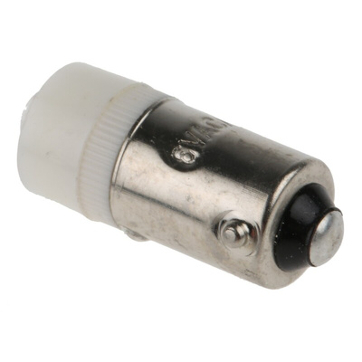 JKL Components White LED Indicator Lamp, 6V ac/dc, BA9s Base, 9.6mm Diameter, 13000mcd