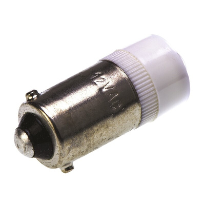 JKL Components White LED Indicator Lamp, 12V ac/dc, BA9s Base, 9.6mm Diameter, 7000mcd