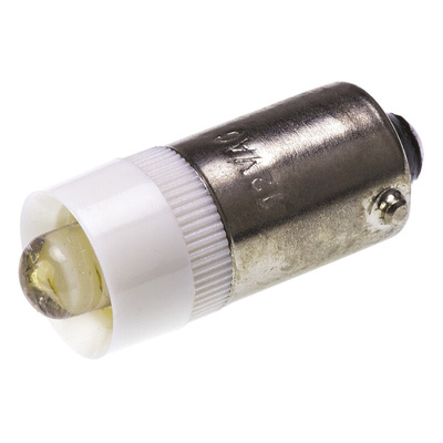JKL Components White LED Indicator Lamp, 12V ac/dc, BA9s Base, 9.6mm Diameter, 7000mcd